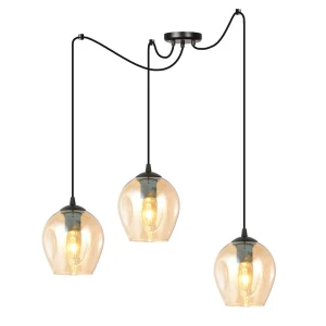 Lampa wisząca Level czarny / klosz miodowy 3x E27 - Emibig