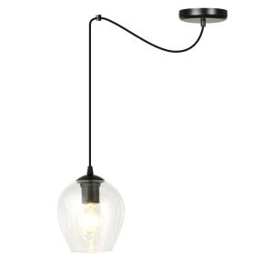 Lampa wisząca Level czarny / klosz transparentny 1x E27 - Emibig