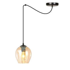 Lampa wisząca Level czarny / klosz miodowy 1x E27 - Emibig