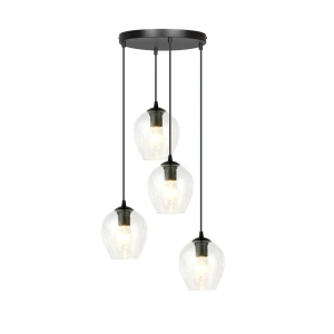Lampa wisząca Istar czarny / klosz transparentny 4x E27 - Emibig