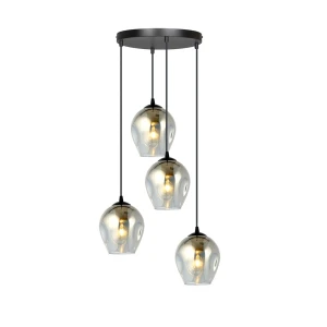 Lampa wisząca Istar czarny / klosz grafitowy 4x E27 - Emibig