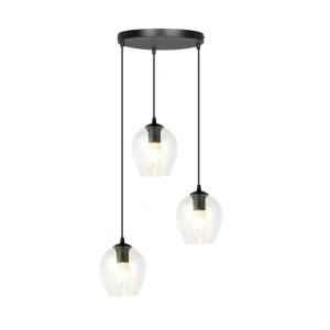 Lampa wisząca Istar czarny / klosz transparentny 3x E27 - Emibig