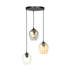 Lampa wisząca Istar czarny / klosz transparentny/grafitowy/miodowy 3x E27 - Emibig