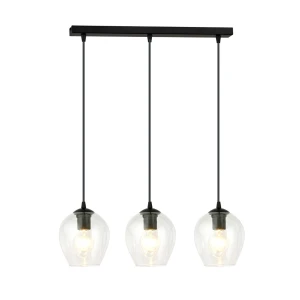 Lampa wisząca Istar czarny / klosz transparentny 3x E27 - Emibig