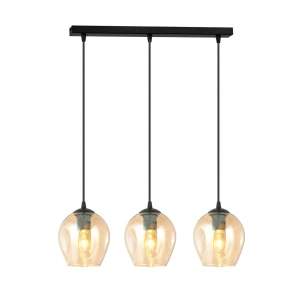 Lampa wisząca Istar czarny / klosz miodowy 3x E27 - Emibig