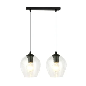 Lampa wisząca Istar czarny / klosz transparentny 2x E27 - Emibig