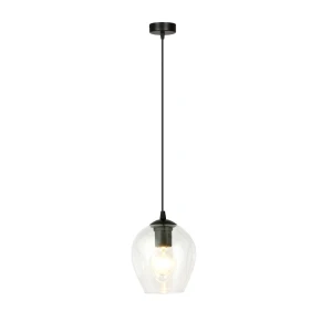 Lampa wisząca Istar czarny / klosz transparentny 1x E27 - Emibig