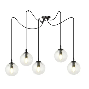 Lampa wisząca Gigi czarny / klosz transparentny 5x E14 - Emibig
