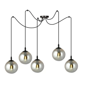 Lampa wisząca Gigi czarny / klosz grafitowy 5x E14 - Emibig