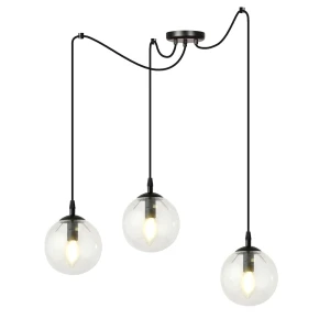 Lampa wisząca Gigi czarny / klosz transparentny 3x E14 - Emibig