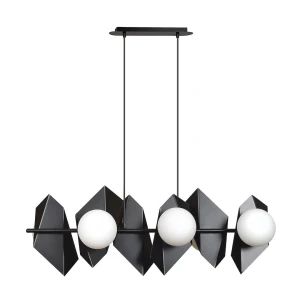 Lampa wisząca Drifton czarny / klosz biały 6x E14 - Emibig
