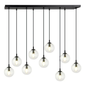 Lampa wisząca Cosmo czarny / klosz transparentny 9x E14 - Emibig