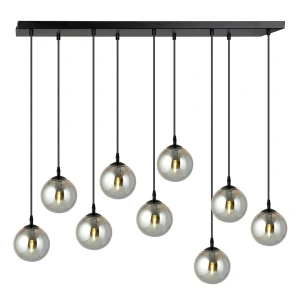 Lampa wisząca Cosmo czarny / klosz grafitowy 9x E14 - Emibig