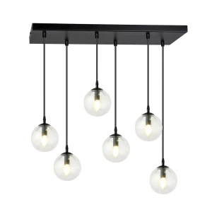 Lampa wisząca Cosmo czarny / klosz transparentny 6x E14 - Emibig