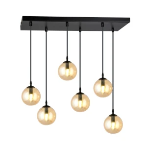 Lampa wisząca Cosmo czarny / klosz miodowy 6x E14 - Emibig