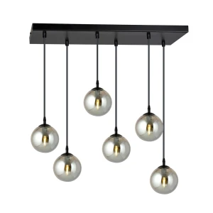 Lampa wisząca Cosmo czarny / klosz grafitowy 6x E14 - Emibig