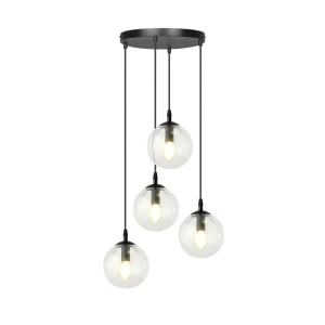Lampa wisząca Cosmo czarny / klosz transparentny 4x E14 - Emibig