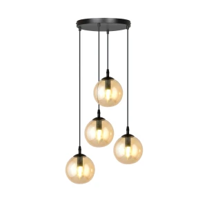 Lampa wisząca Cosmo czarny / klosz miodowy 4x E14 - Emibig