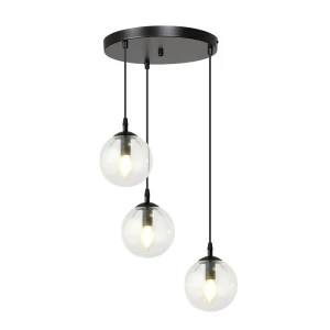 Lampa wisząca Cosmo czarny / klosz transparentny 3x E14 - Emibig