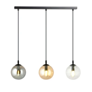 Lampa wisząca Cosmo czarny / klosz transparentny/grafitowy/miodowy 3x E14 - Emibig