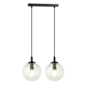 Lampa wisząca Cosmo czarny / klosz transparentny 2x E14 - Emibig