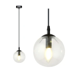 Lampa wisząca Cosmo czarny / klosz transparentny 1x E14 - Emibig
