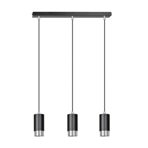 Lampa wisząca Fumiko czarny/chrom 3x GU10 - Emibig