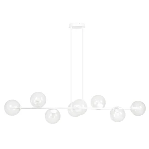 Lampa wisząca Rossi biały / klosz transparentny 8x E14 - Emibig