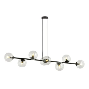 Lampa wisząca Rossi czarny / klosz transparentny 8x E14 - Emibig
