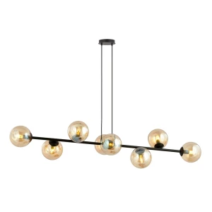 Lampa wisząca Rossi czarny / klosz miodowy 8x E14 - Emibig