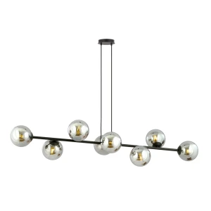 Lampa wisząca Rossi czarny / klosz grafitowy 8x E14 - Emibig