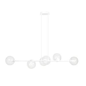 Lampa wisząca Rossi biały / klosz transparentny 6x E14 - Emibig