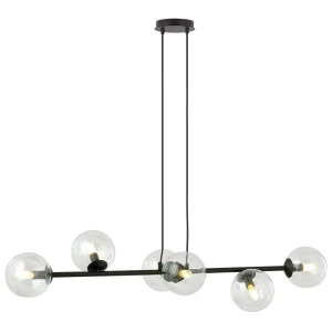 Lampa wisząca Rossi czarny / klosz transparentny 6x E14 - Emibig