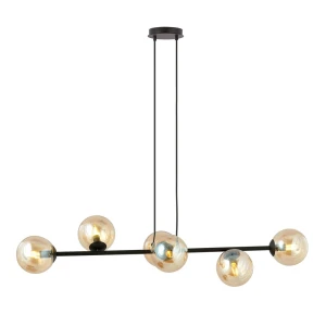 Lampa wisząca Rossi czarny / klosz miodowy 6x E14 - Emibig
