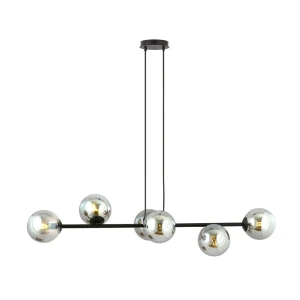 Lampa wisząca Rossi czarny / klosz grafitowy 6x E14 - Emibig