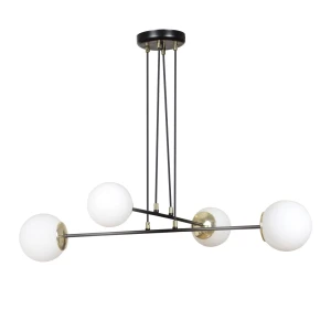 Lampa wisząca Ognis czarny / klosz biały 4x E27 - Emibig