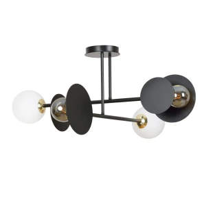 Lampa sufitowa Minerva czarny / klosz biały 2x E27 - Emibig