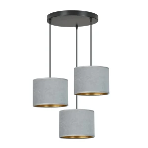 Lampa wisząca Hilde czarny / klosz szary 3x E27 - Emibig