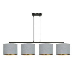 Lampa wisząca Hilde czarny / klosz szary 4x E27 - Emibig