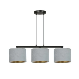 Lampa wisząca Hilde czarny / klosz szary 3x E27 - Emibig