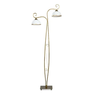 Lampa podłogowa Wivara złoty / klosz biały/złoty 2x E27 - Emibig