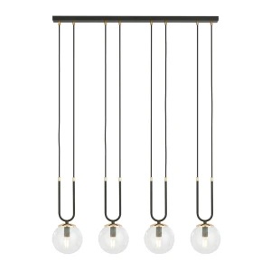Lampa wisząca Glam czarny / klosz transparentny 4x E14 - Emibig