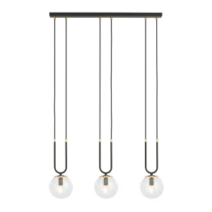 Lampa wisząca Glam czarny / klosz transparentny 3x E14 - Emibig