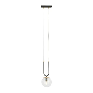 Lampa wisząca Glam czarny / klosz transparentny 1x E14 - Emibig
