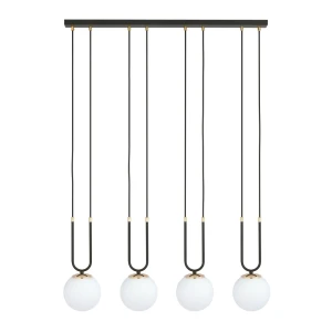 Lampa wisząca Glam czarny / klosz biały 4x E14 - Emibig