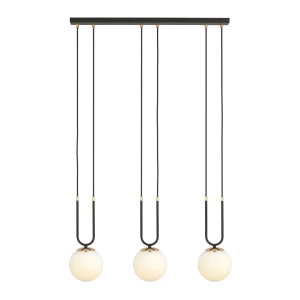 Lampa wisząca Glam czarny / klosz biały 3x E14 - Emibig