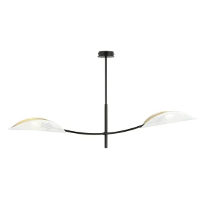Lampa sufitowa Lotus czarny / klosz biały/złoty 2x E14 - Emibig