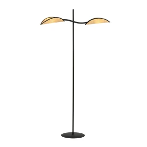 Lampa podłogowa Lotus czarny / klosz brązowy 2x E14 - Emibig