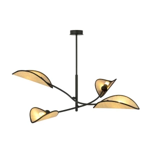 Lampa sufitowa Lotus czarny / klosz brązowy 4x E14 - Emibig
