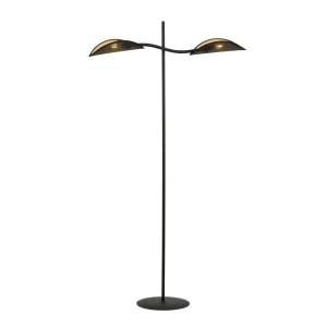 Lampa podłogowa Lotus czarny / klosz czarny/złoty 2x E14 - Emibig